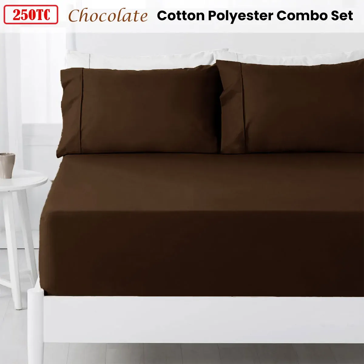 Hotel Living 250TC Chocolate Cotton Rich Combo Set Queen 38cm Price