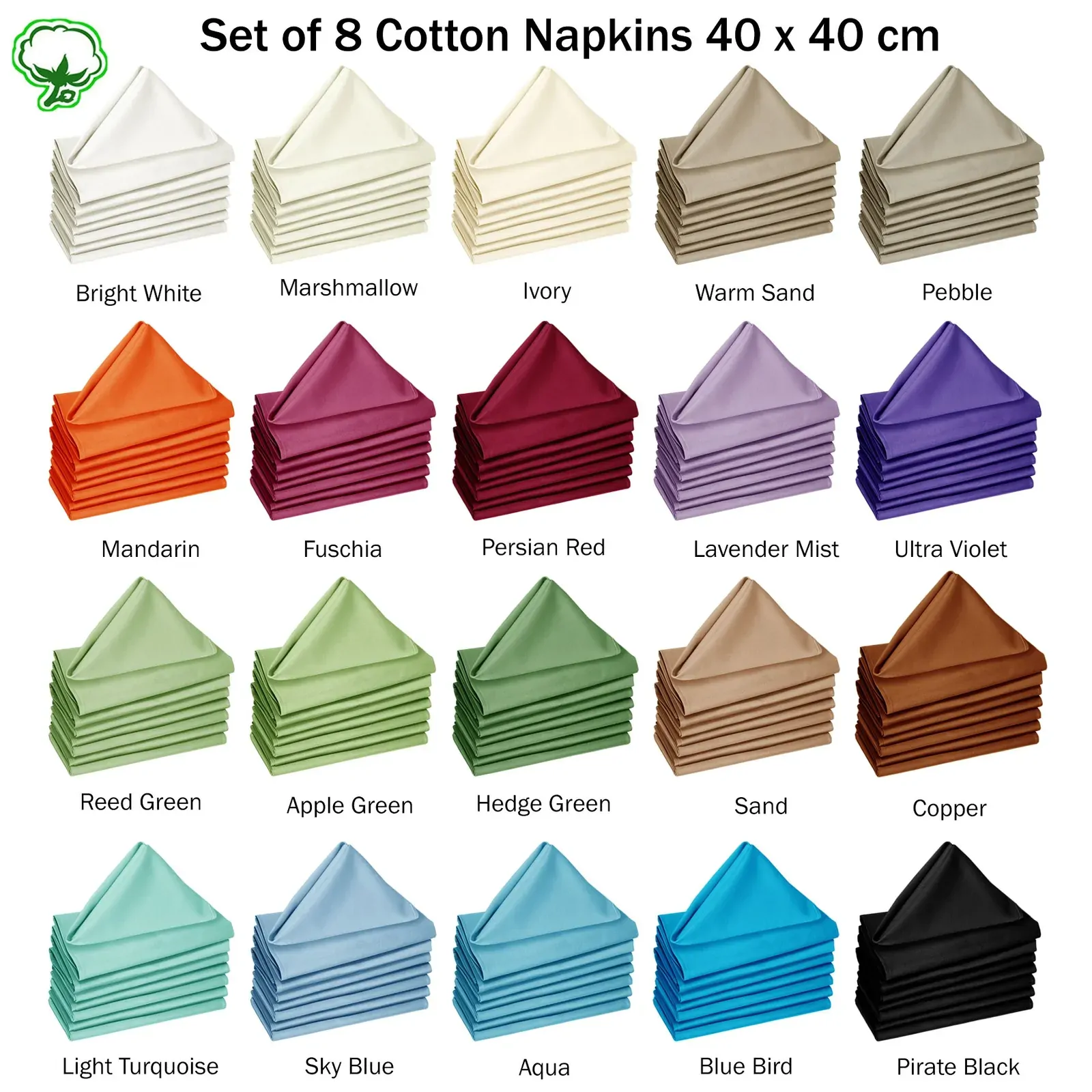 Hoydu Set of 8 Cotton Napkins Apple Green Price
