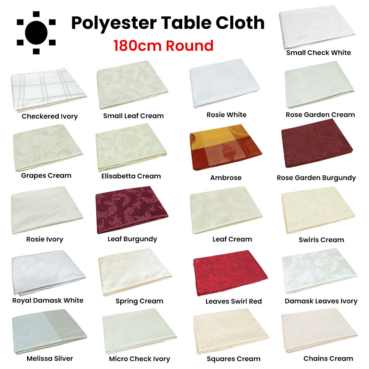 Damask Jacquard Polyester Tablecloth 180cm Round Squares Cream Price