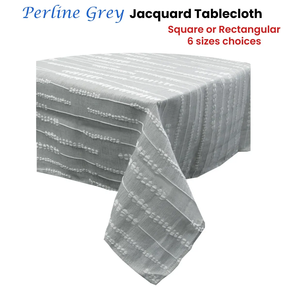 Perline Grey Jacquard Polyester Tablecloth 180 x 350cm Price