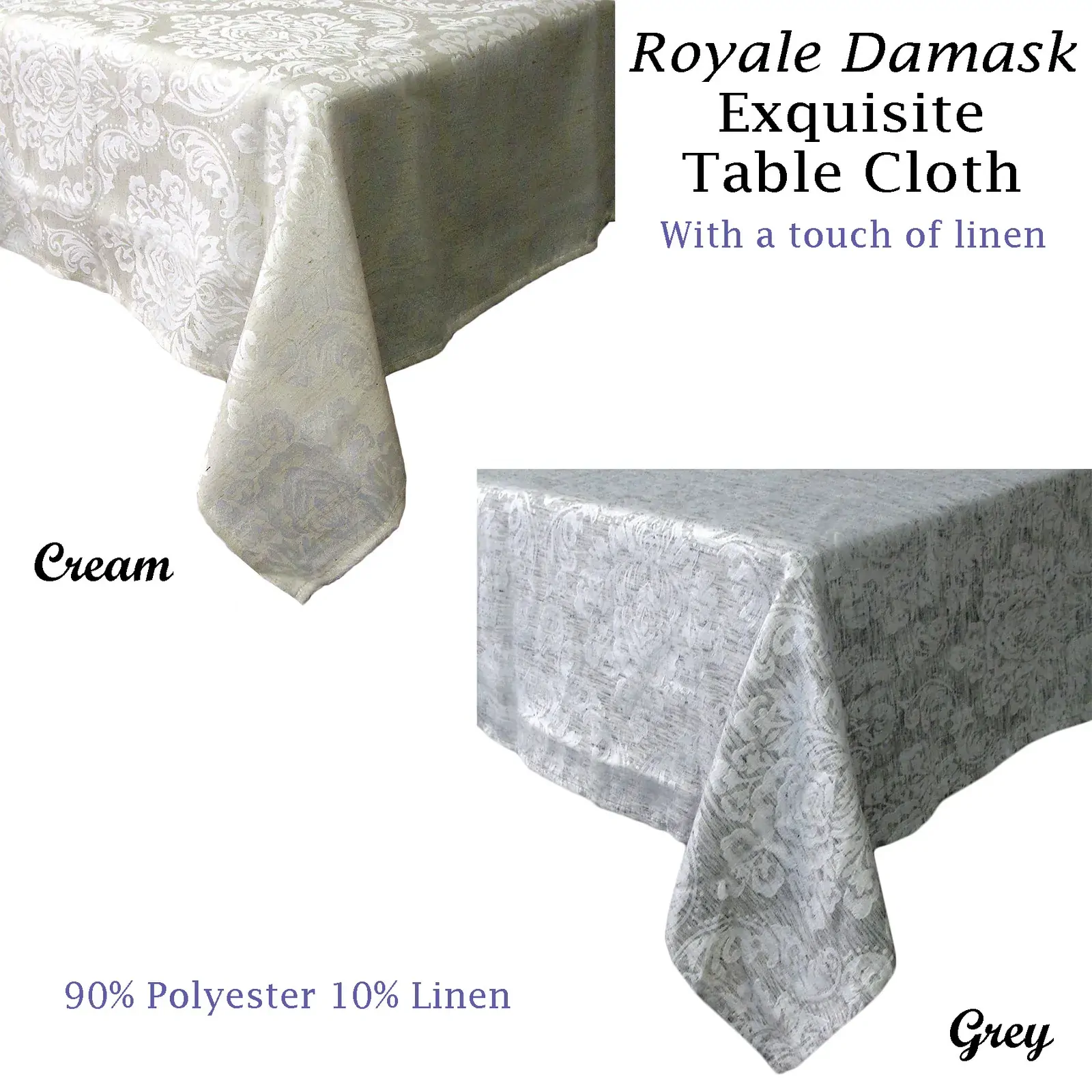 Royale Damask Table Cloth Grey 180 x 360 cm Price