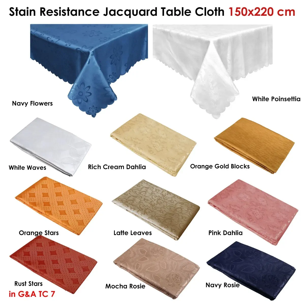 Jacquard Table Cloth Rust Stars 150 x 220 cm Price