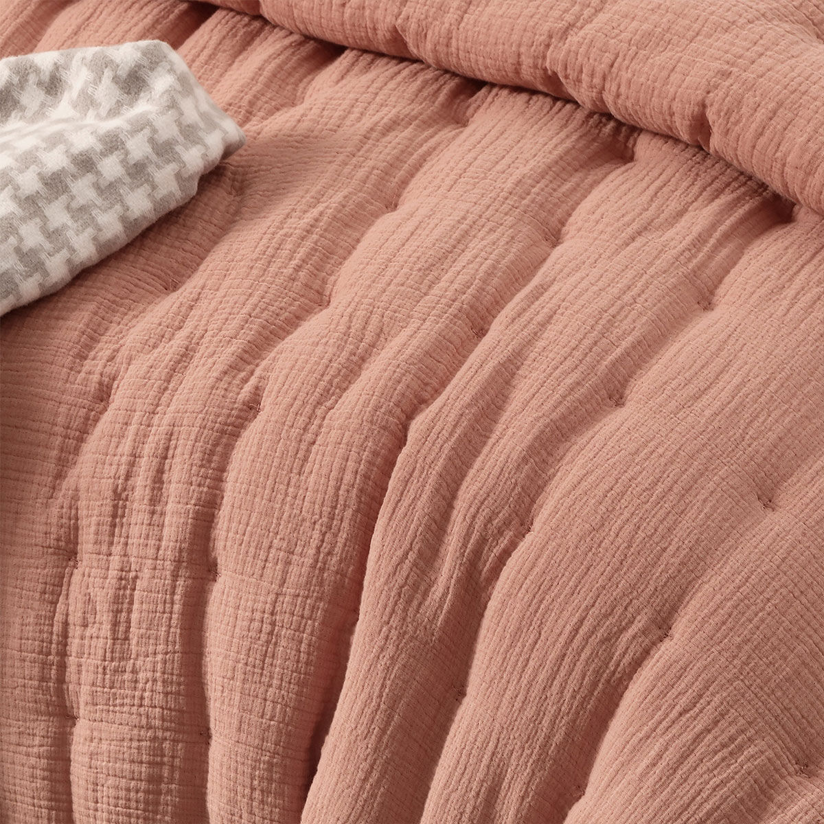 Vintage Design Homewares 3 Piece Hugo Cotton Gauze Quilted Comforter Set Clay King Price