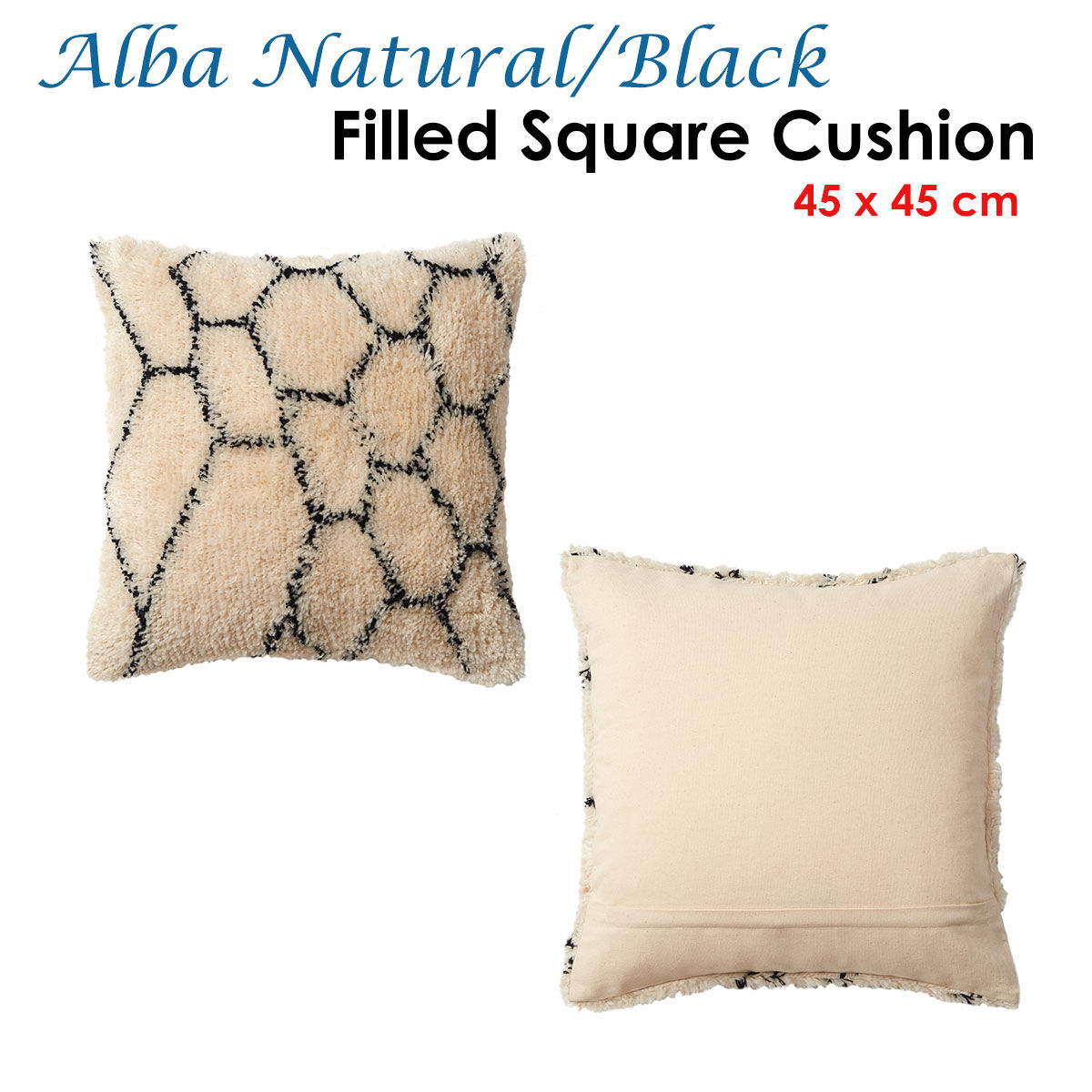Accessorize Alba Natural Black Filled Square Cushion Price