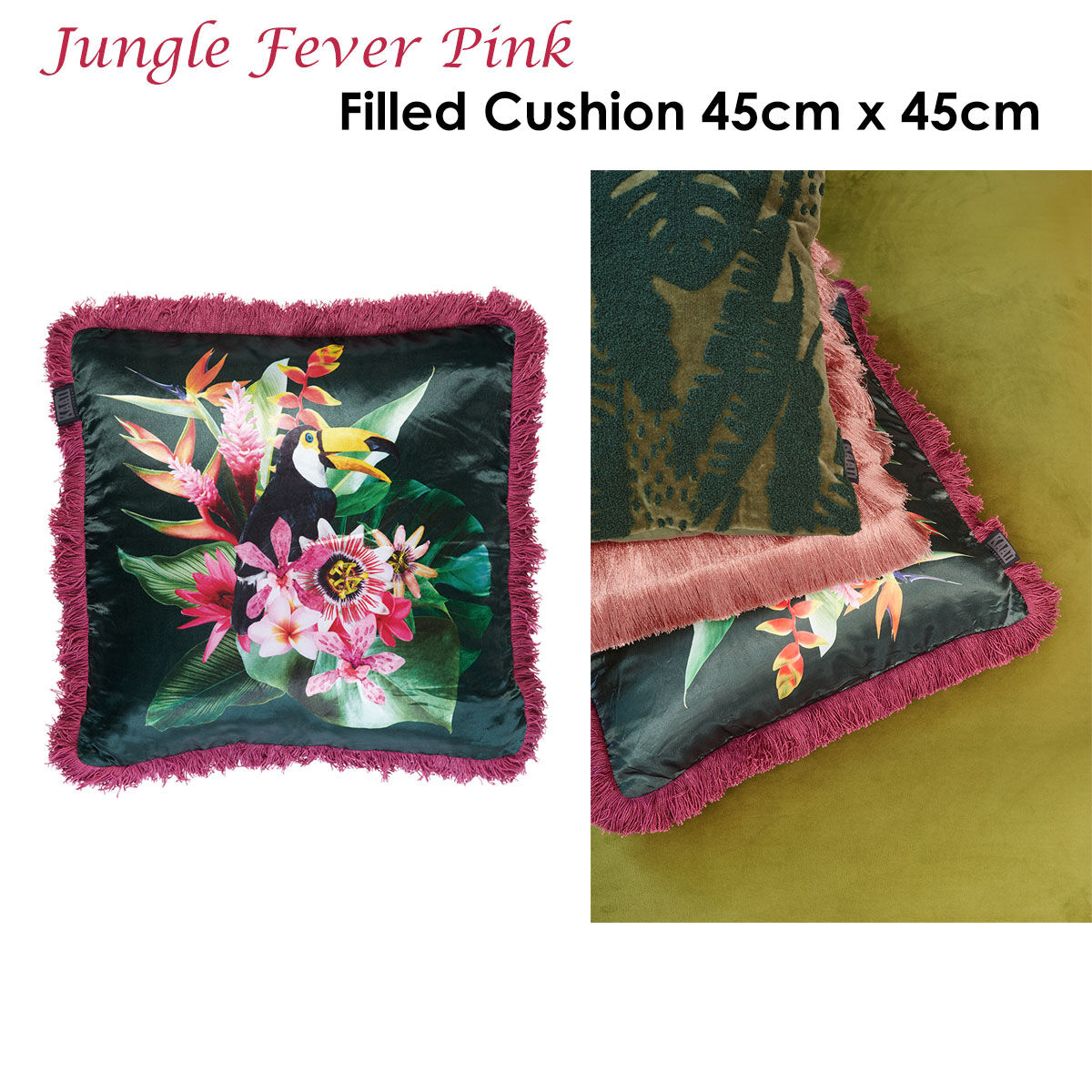 Bedding House Jungle Fever Pink Filled Cushion Price