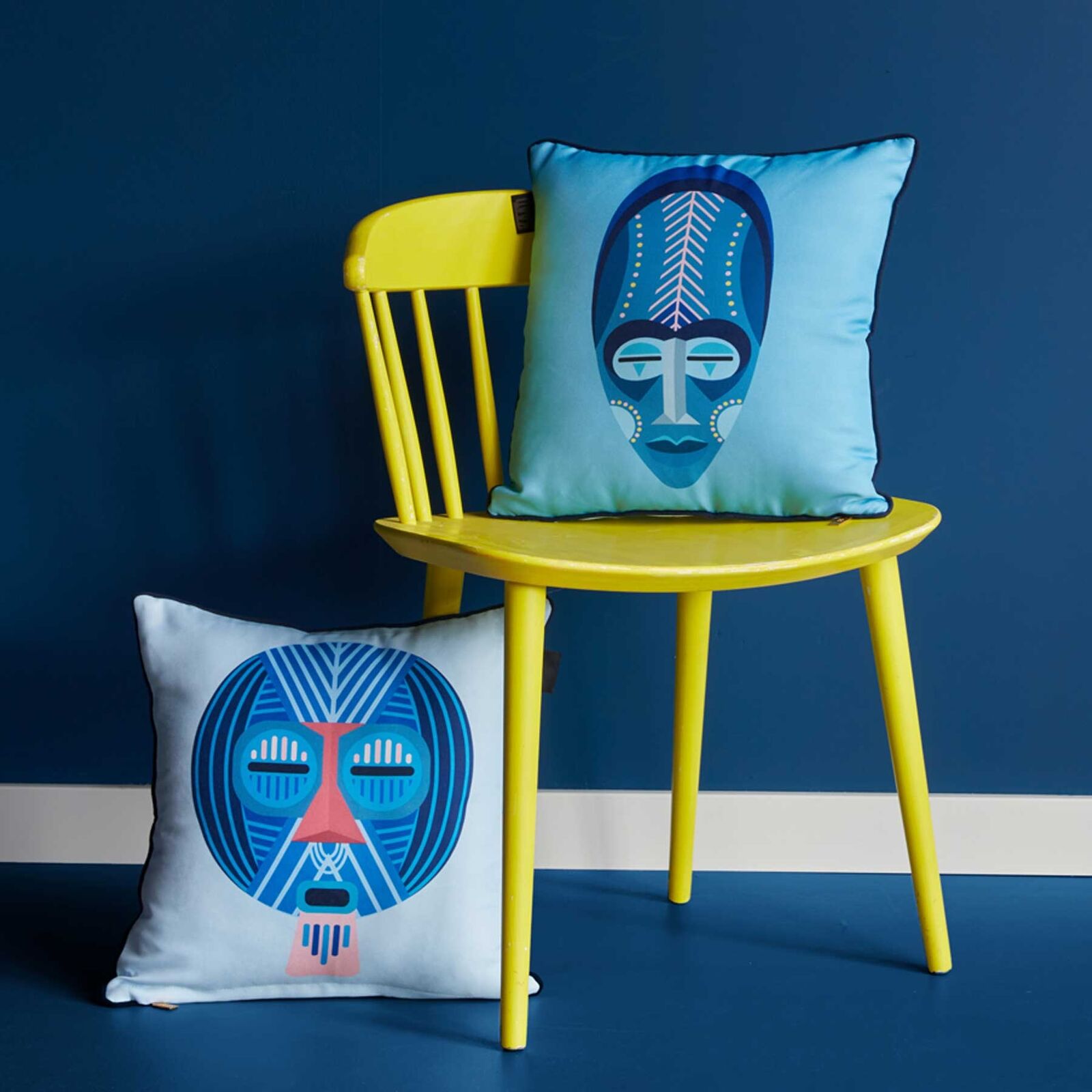 Bedding House Mascarade Blue Filled Square Cushion Price