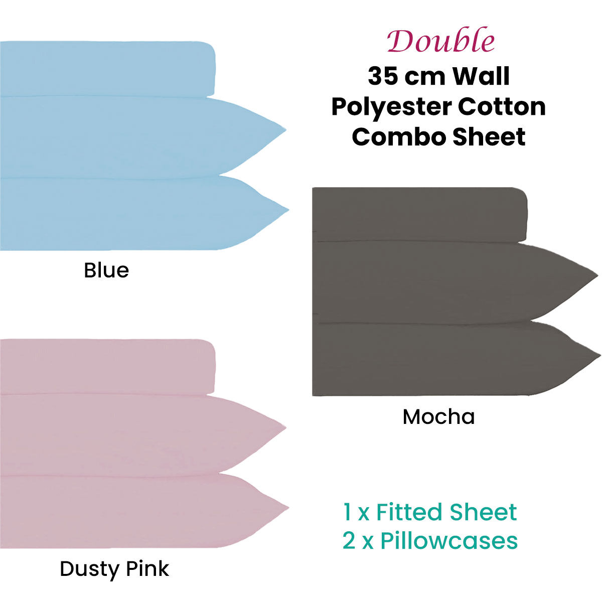 Plain Dyed Polyester Cotton Combo Set Blue Double Price