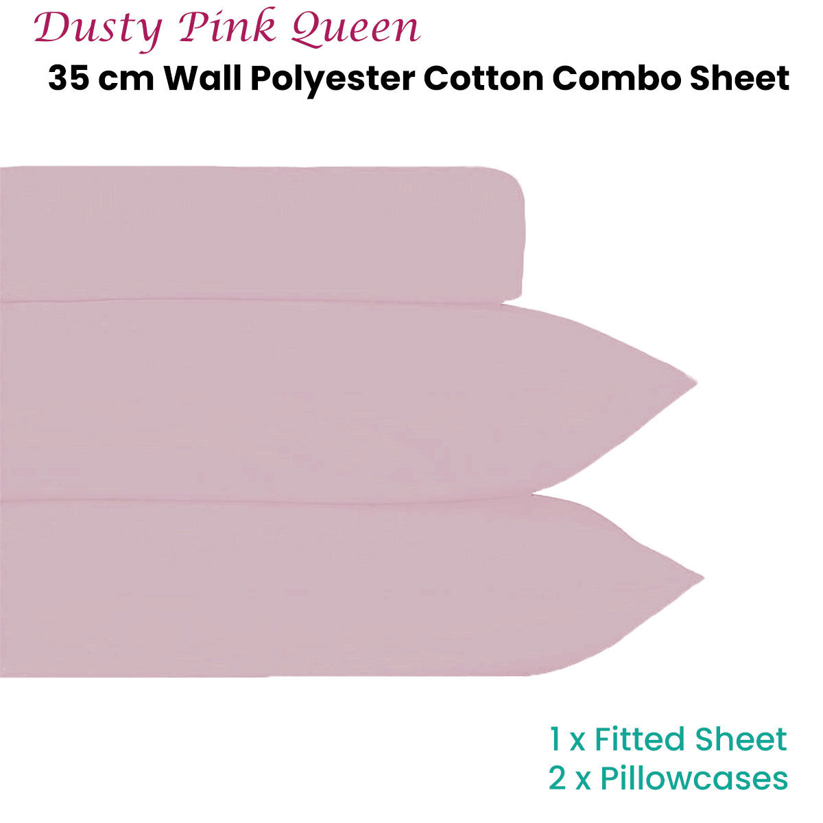 Plain Dyed Polyester Cotton Combo Set Dusty Pink Queen Price