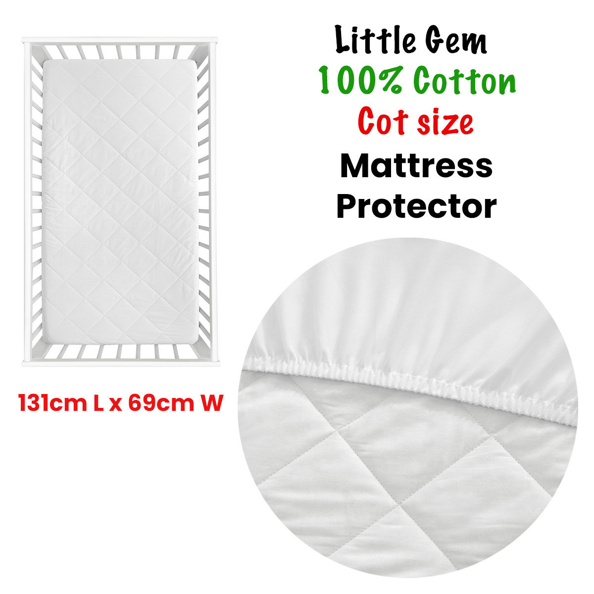 Little Gem 100% Cotton Cot Mattress Protector Price