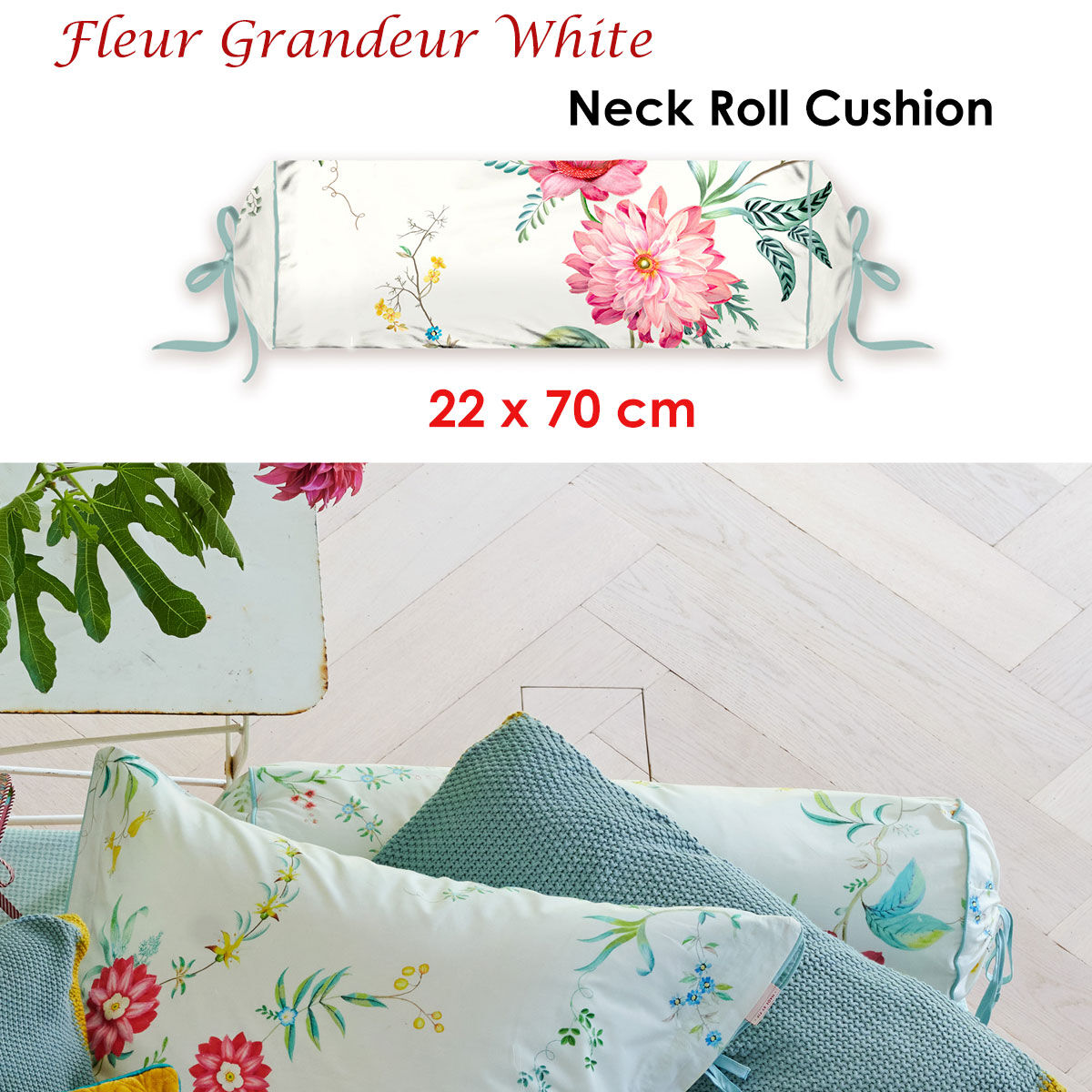 PIP Studio Fleur Grandeur Dark Blue Neck Roll Cushion Price