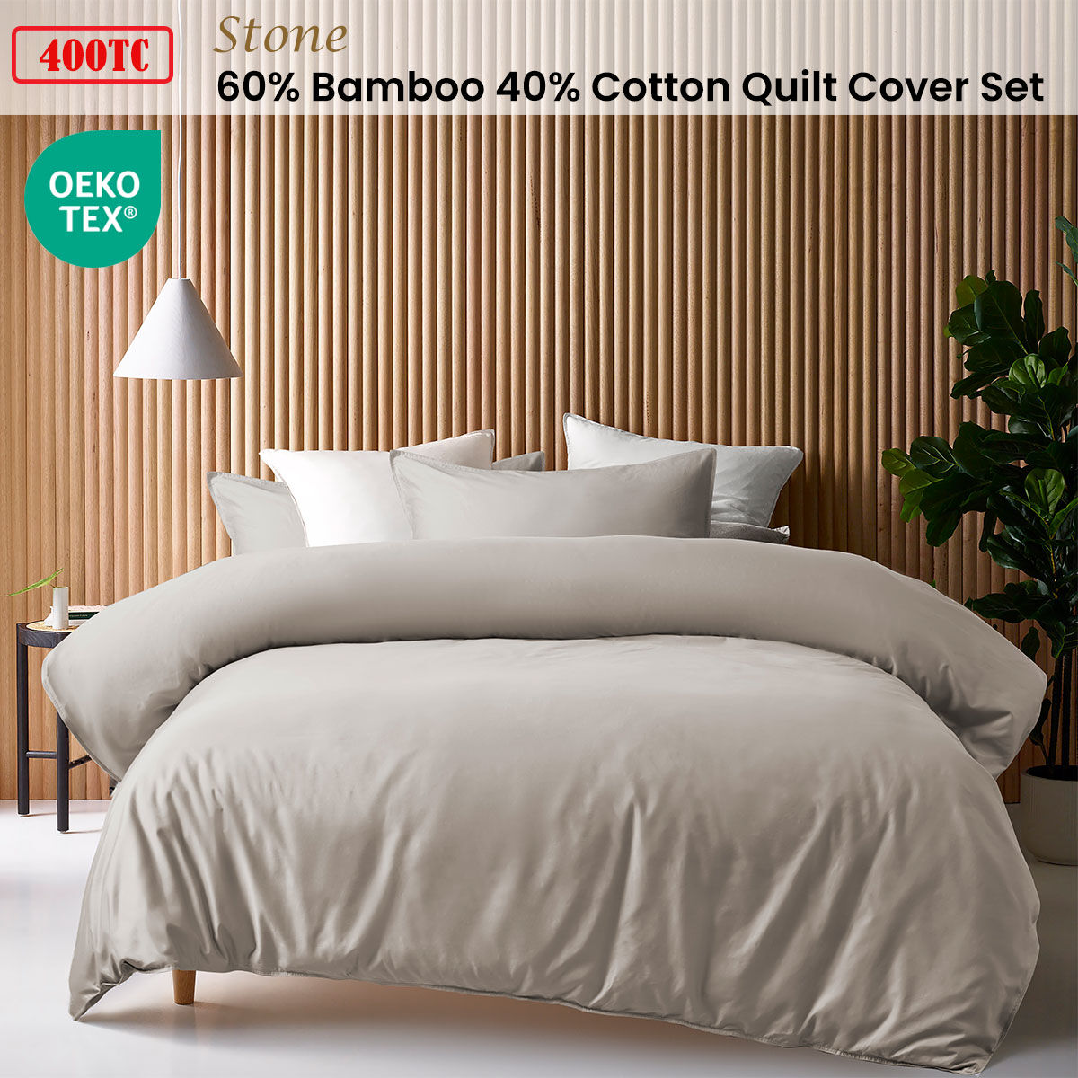 Accessorize White 400TC White Bamboo Cotton Double Stitched Quilt Cover Set Super King Price