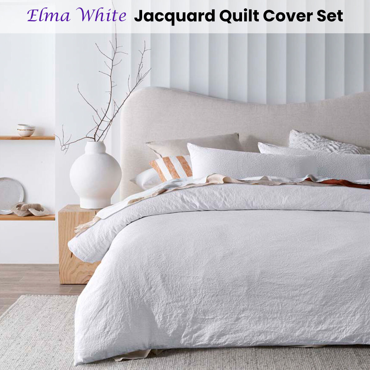 Accessorize Elma White Jacquard Quilt Cover Set Super King Price
