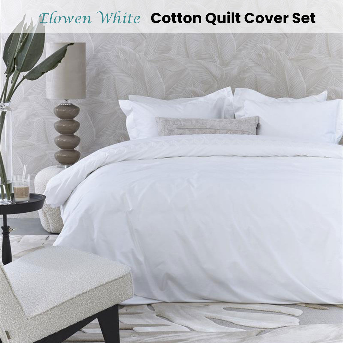 Riviera Maison Elowen White Cotton Quilt Cover Set King Price