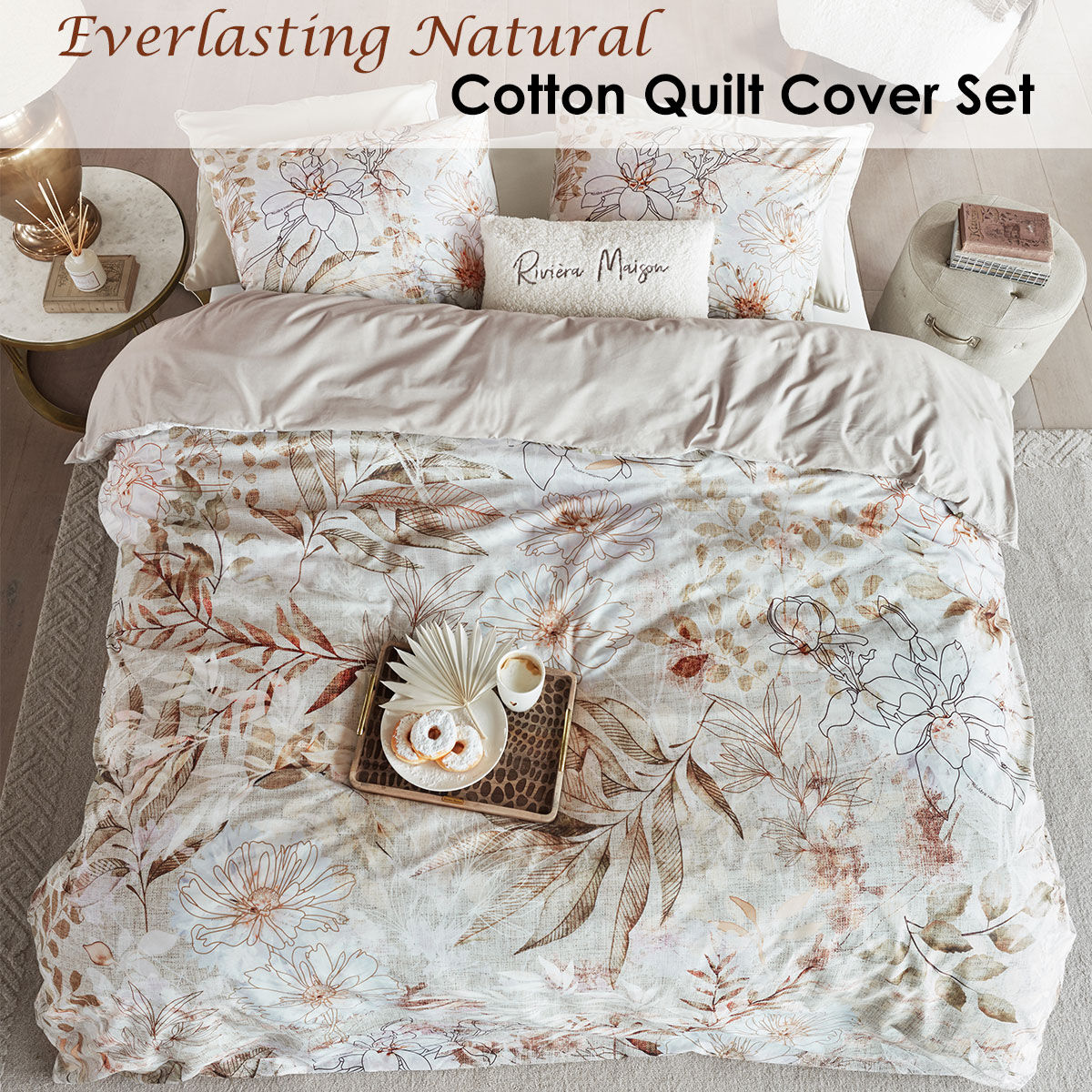 Riviera Maison Everlasting Natural Cotton Quilt Cover Set King Price