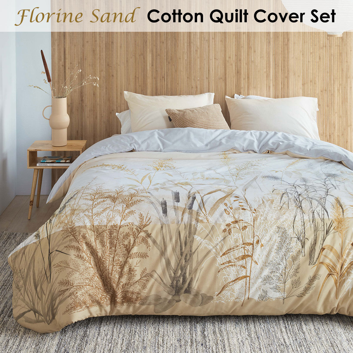 Florine Sand Cotton Quilt Cover Set King Price