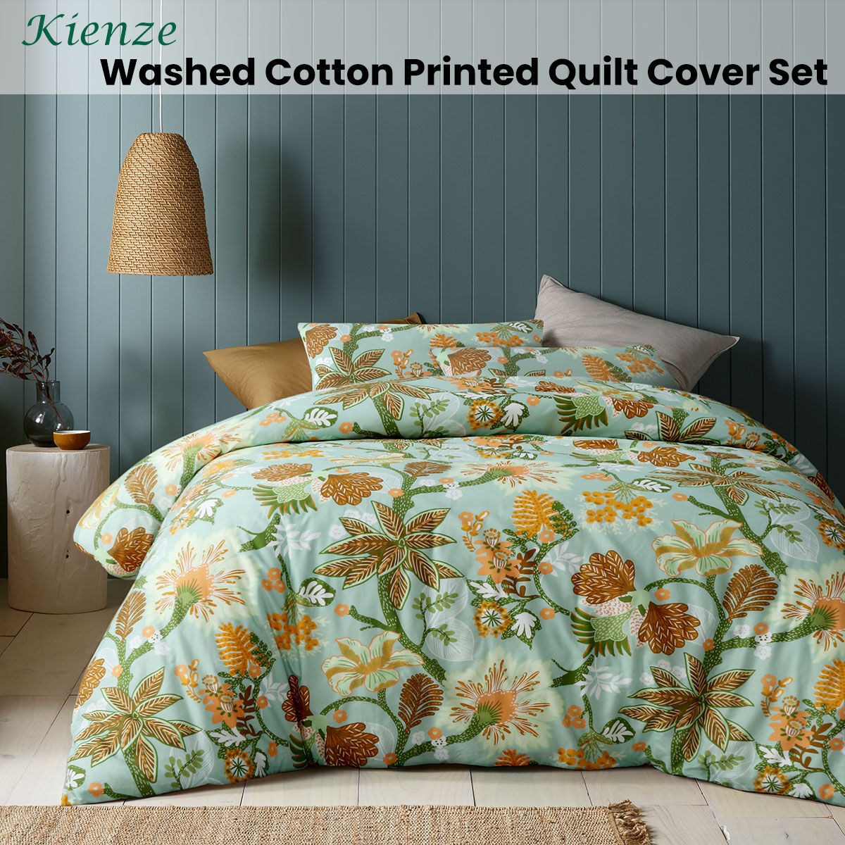 Kienze Washed Cotton Printed Quilt Cover Set King Price