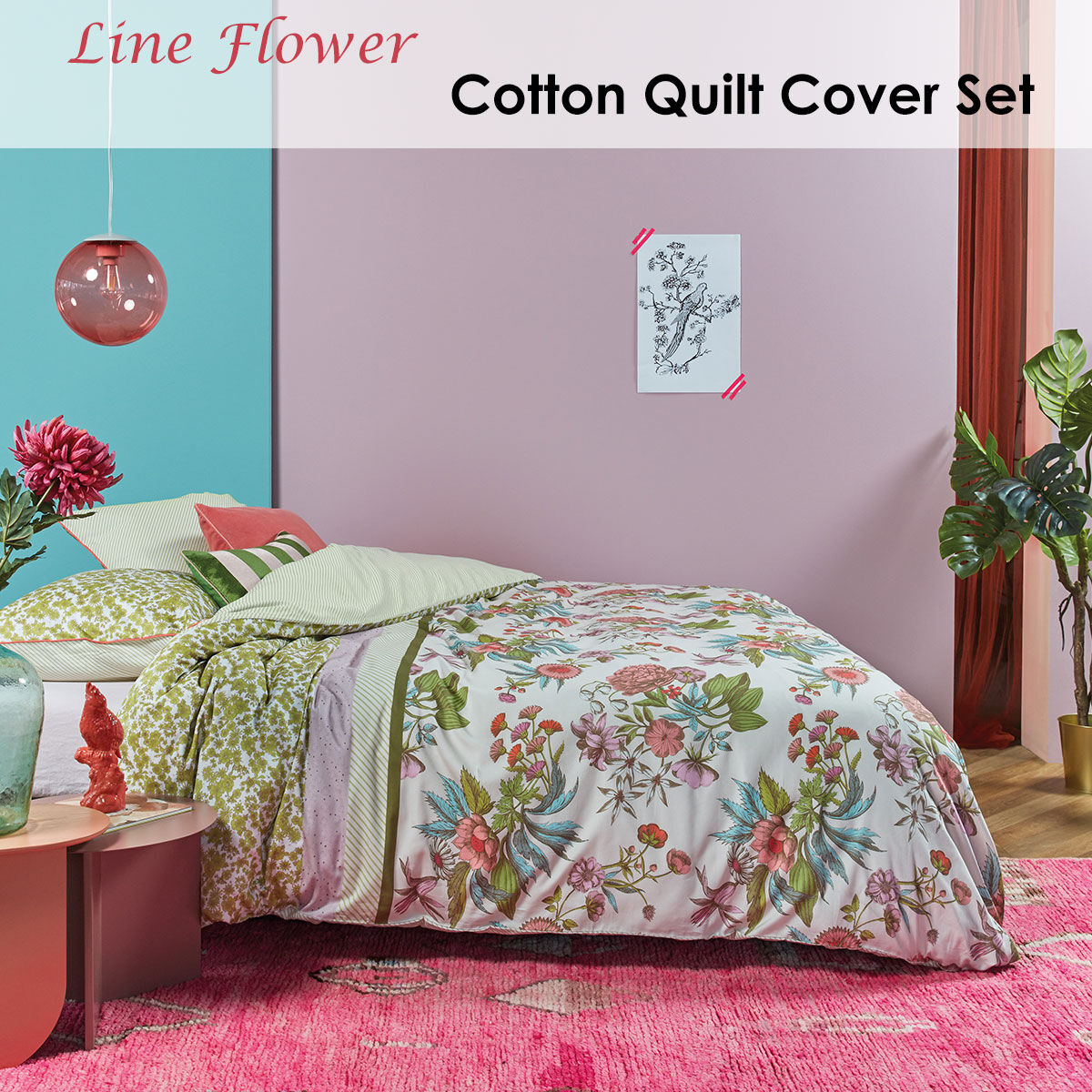 Oilily Line Flower Cotton Sateen Quilt Cover Set King Price