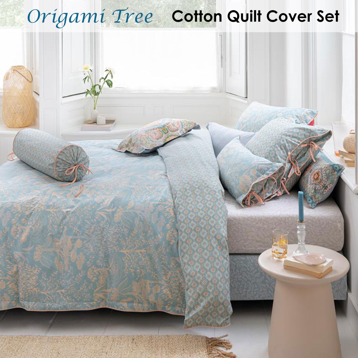 Origami Tree Light Blue Quilt Cover Set King Price