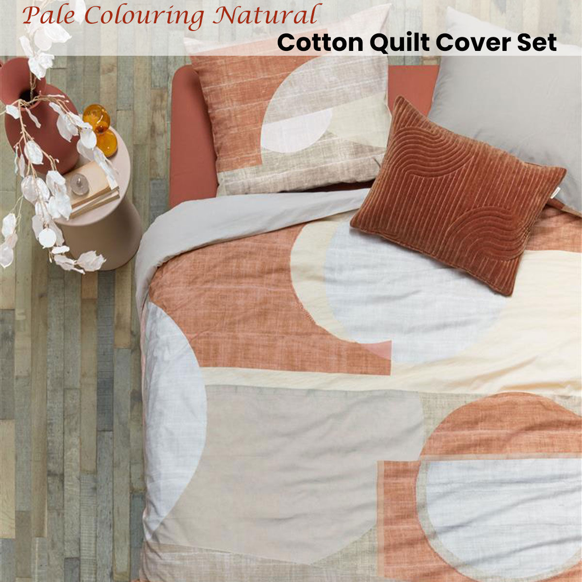 Pale Colouring Natural Cotton Quilt Cover Set King Price