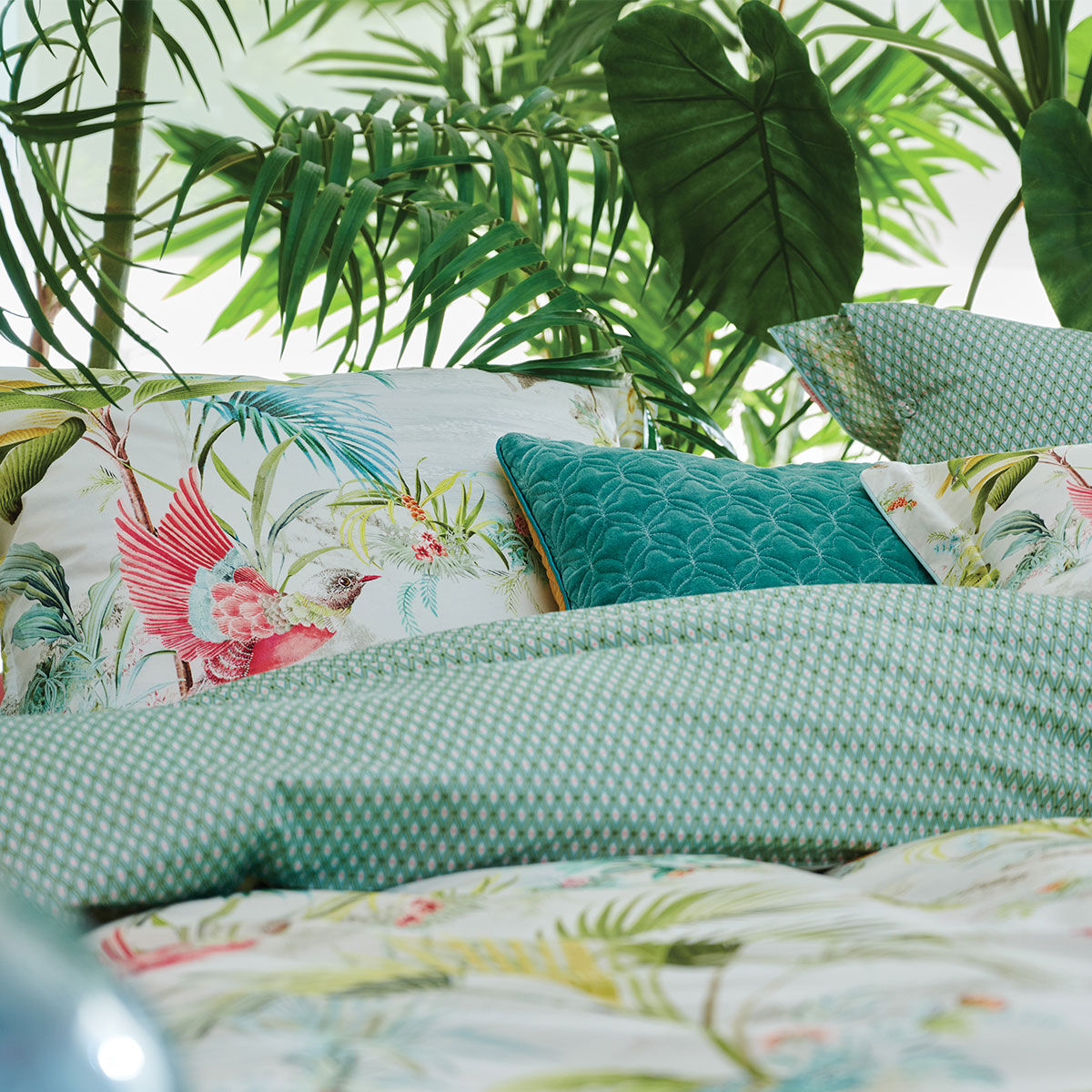 Palm Scenes White Cotton Quilt Cover Set King Price