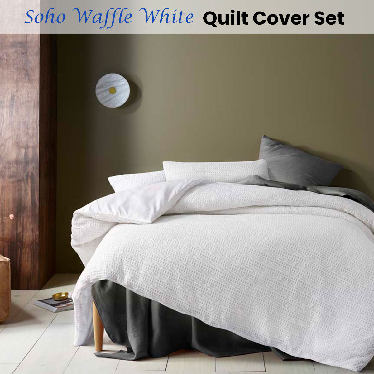 Accessorize Soho Waffle Dark Grey Quilt Cover Set King Price