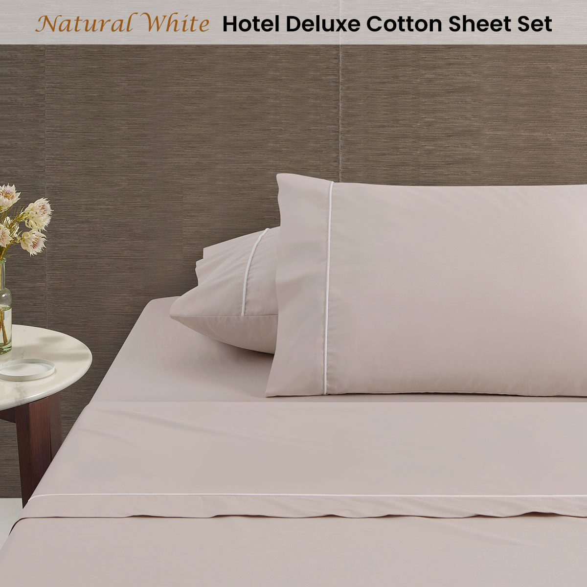 Accessorize White/Black Piped Hotel Deluxe Cotton Sheet Set Super King Price
