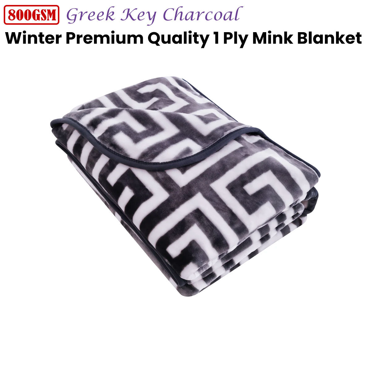 Bloomington 800GSM Greek Key Green Winter Premium Quality 1 Ply Mink Blanket Double Price
