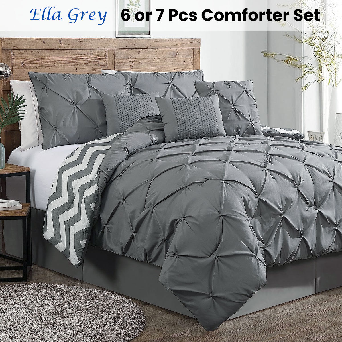 J Elliot Home 6 Pcs Ella Navy Comforter Set Single Price