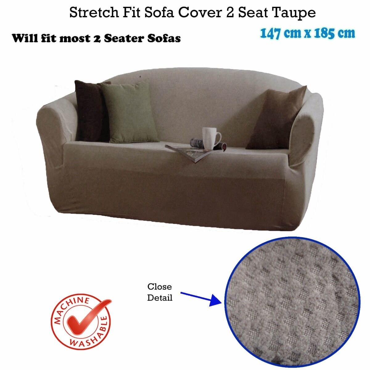 IDC Homewares Stretch Fit Couch Sofa Cover Taupe 2 Seater 147 x 185 cm Price