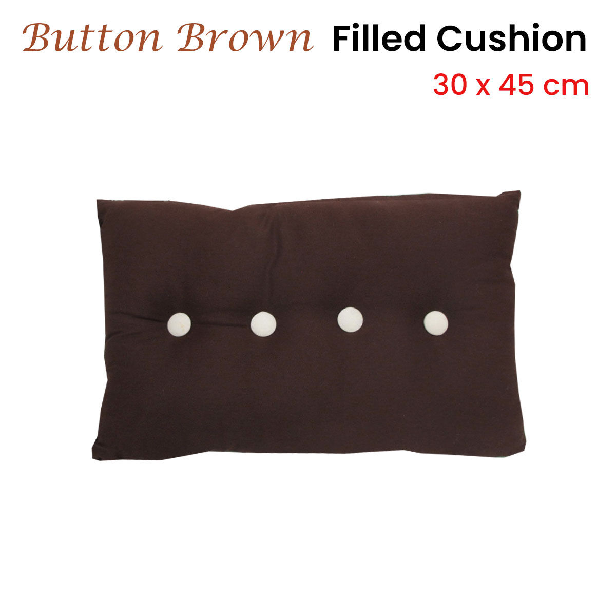 Button Brown Oblong Filled Cushion 30 x 45 cm Price