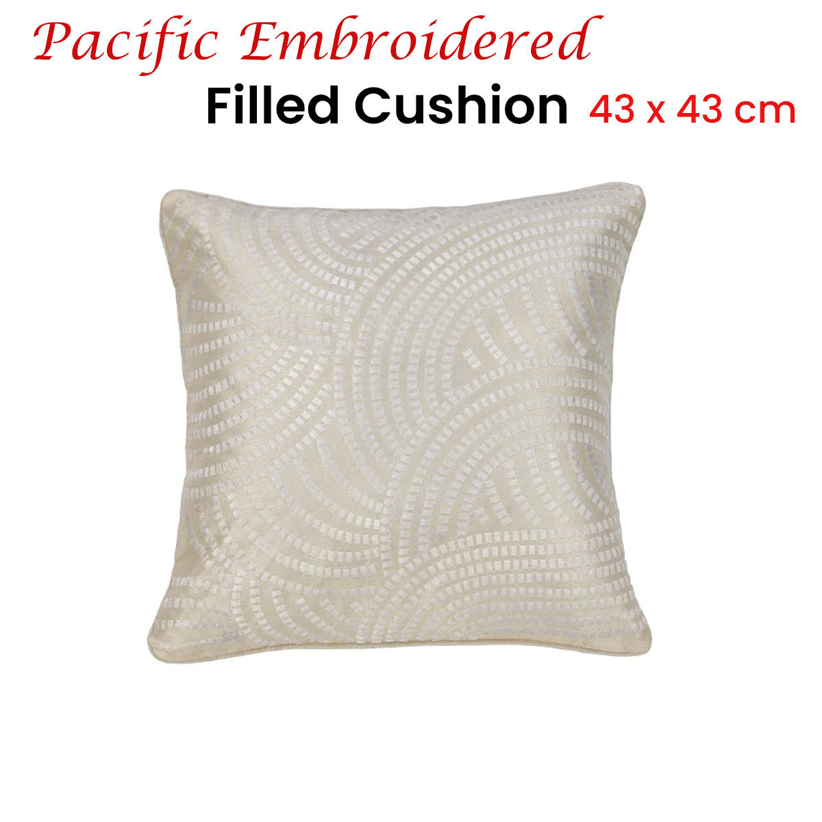 IDC Homewares Pacific Embroidered White Filled Cushion 43 x 43 cm Price
