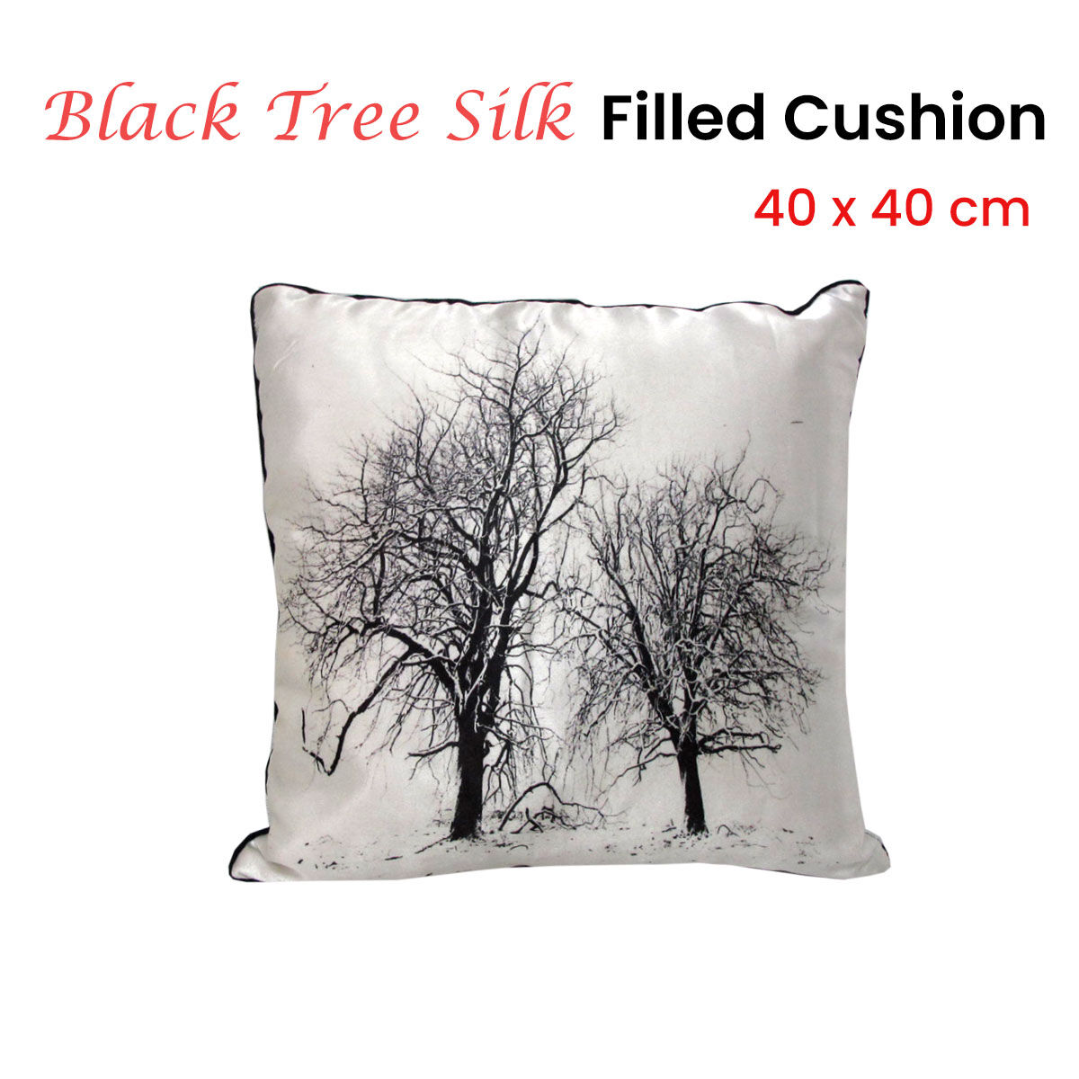 Black Tree Silk Filled Cushion 40 x 40 cm Price