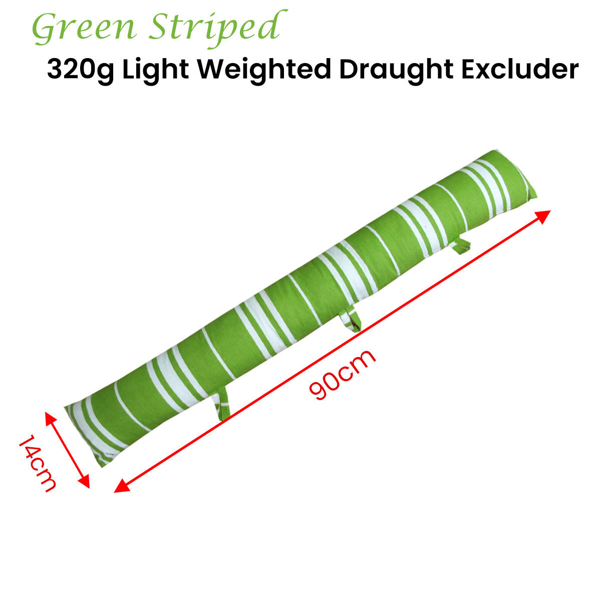 Green Striped 320g Light Weight Draught Excluder 90 x 14 cm Price