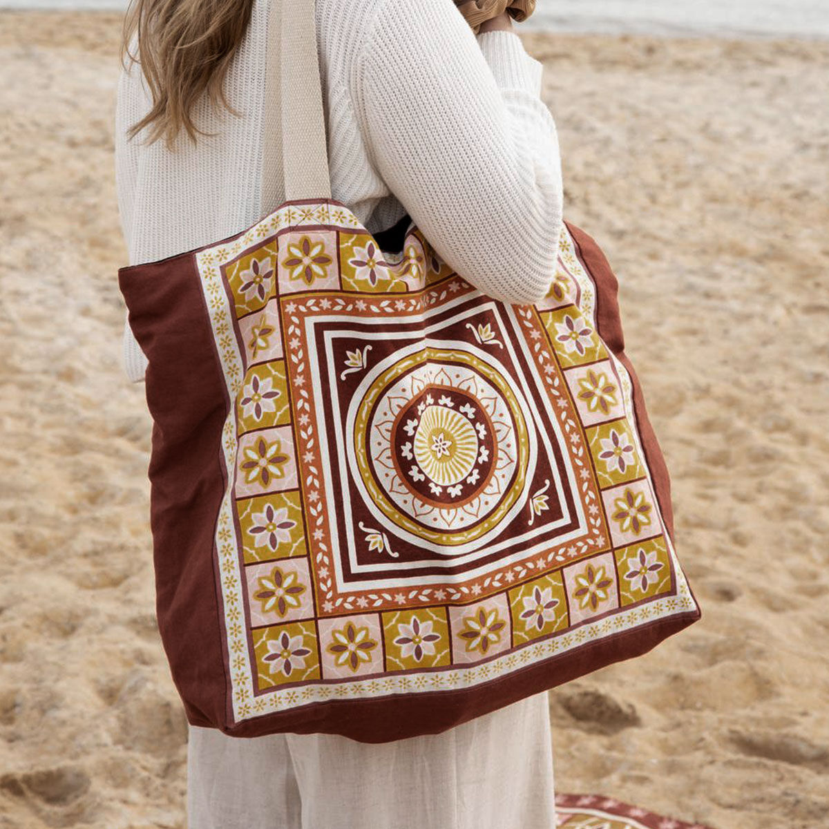 J Elliot Home Kasbah Cotton Tote Shopping Bag 40.5x43x10cm Pink Price