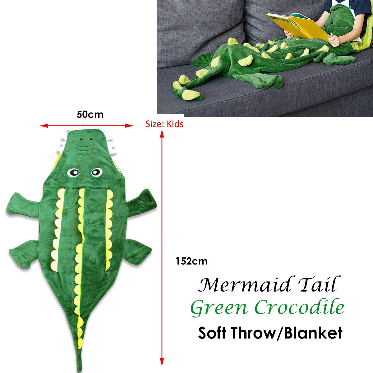 Mermaid Tail Crocodile Green Soft Blanket Throw Price