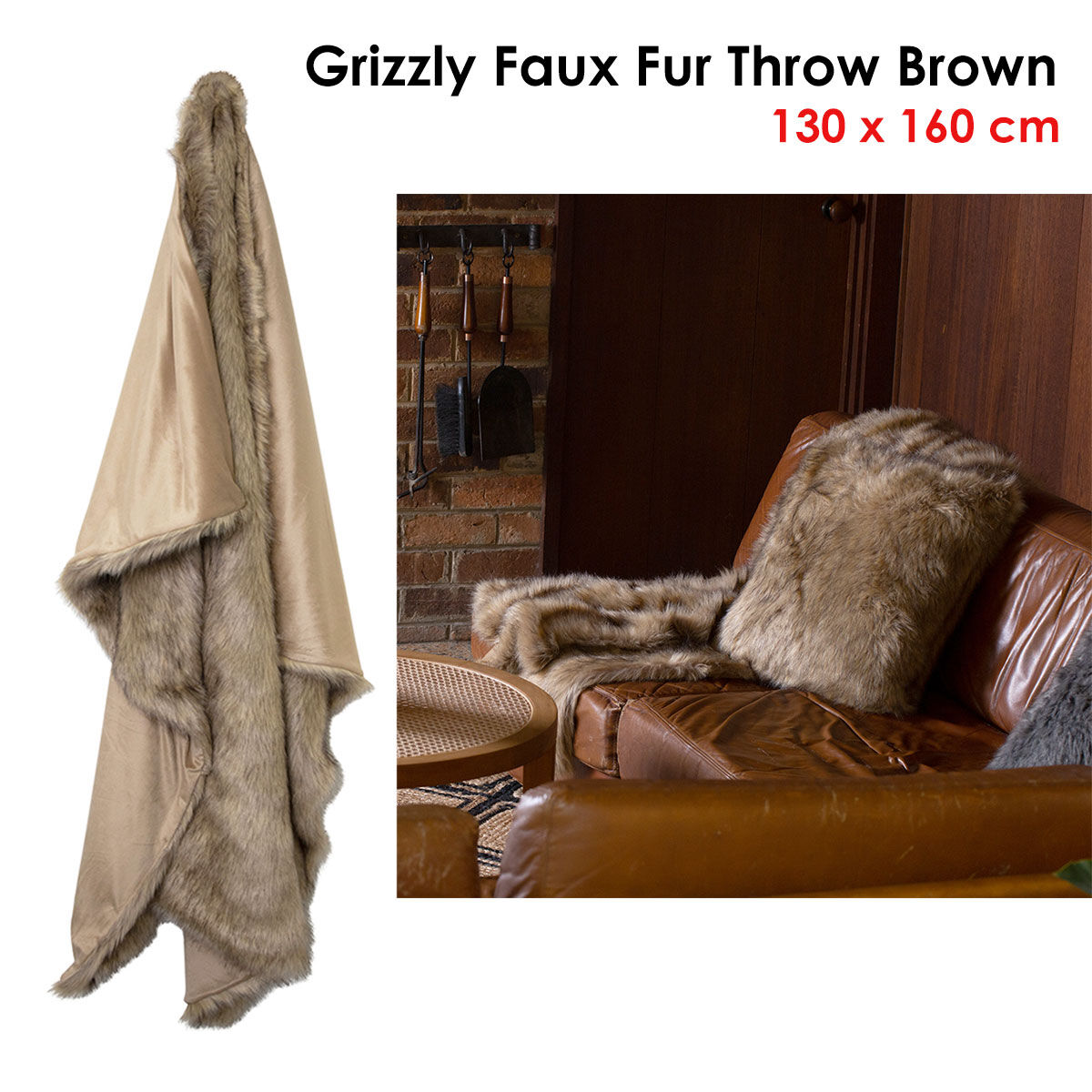 J.Elliot Home Grizzly Brown Faux Fur Throw Price
