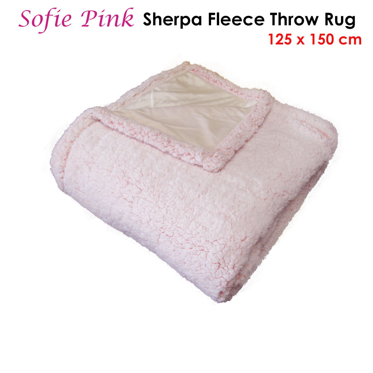 IDC Homewares Sofie Sherpa Fleece Throw Rug Pink Price