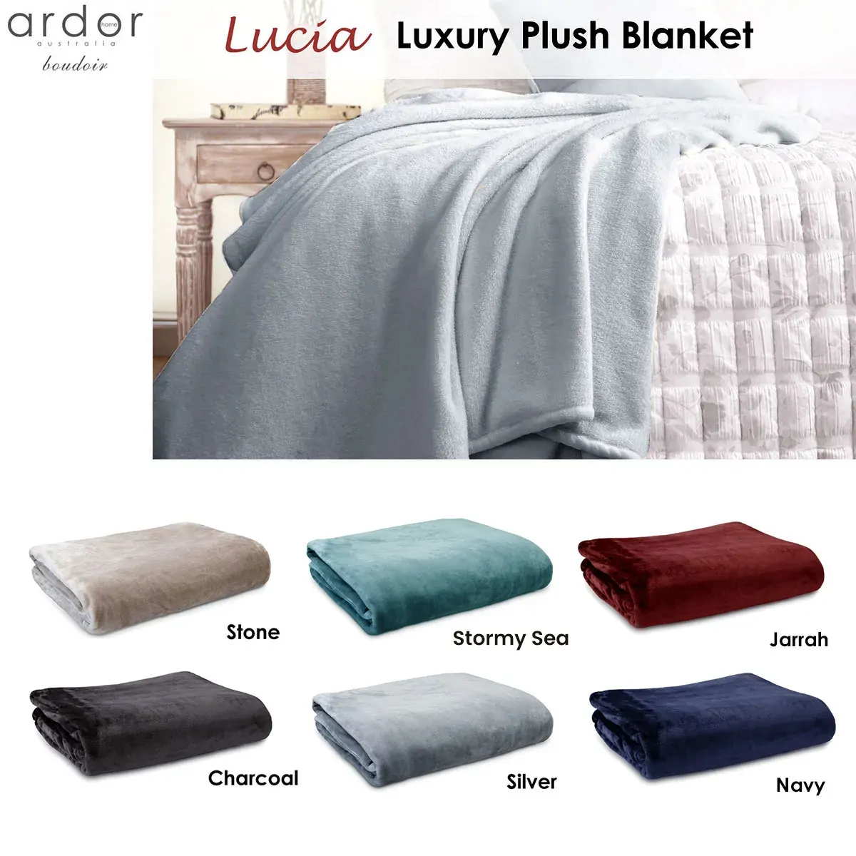 Ardor Lucia Luxury Push Blanket Charcoal Super King Price