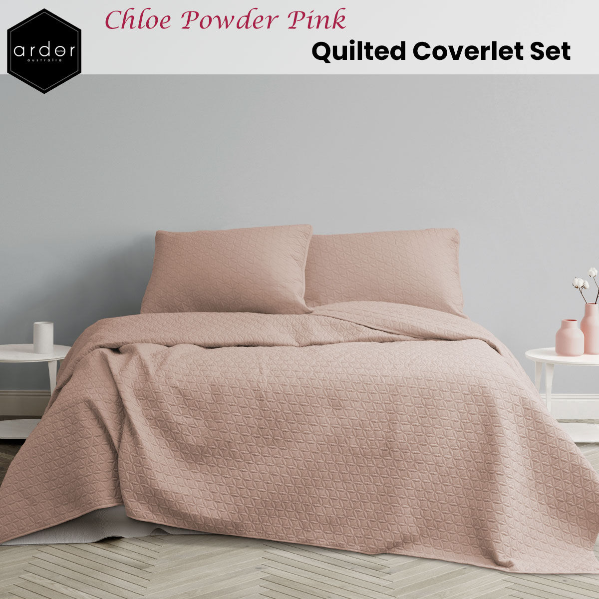 Chloe Powder Pink 3 Pcs Quilted Coverlet Set Queen/King Price