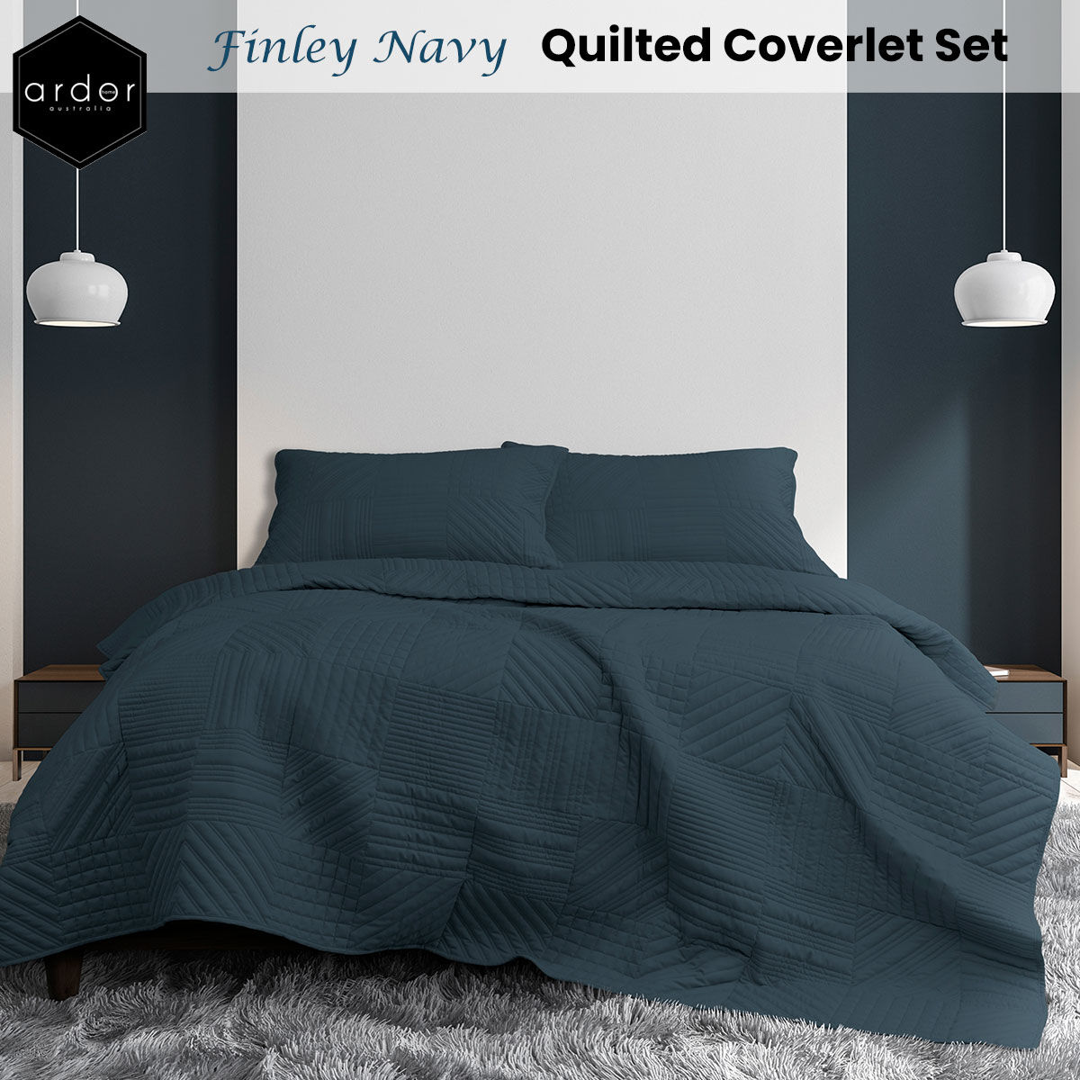 Finley Navy 3 Pcs Quilted Coverlet Set Queen/King Price