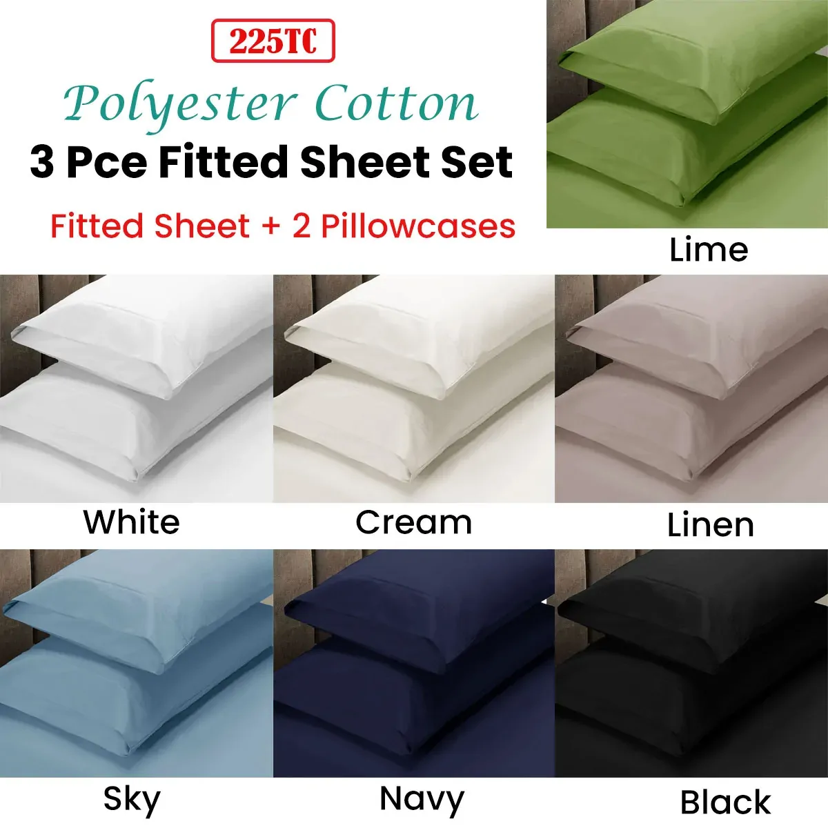 Apartmento 225TC Fitted Sheet Set King Cream plus 2 Pillowcases Price
