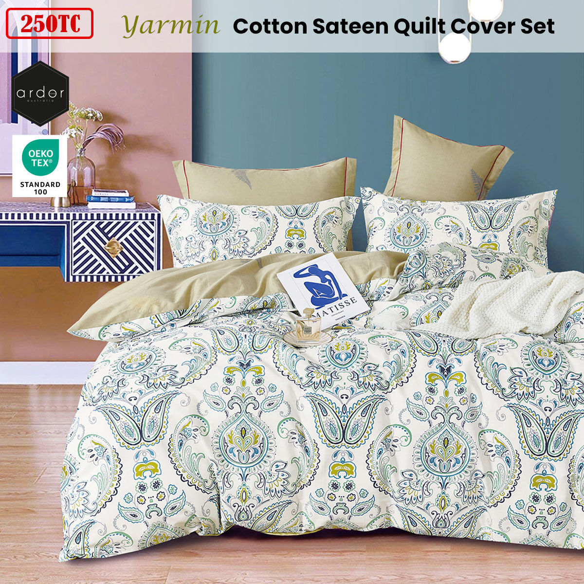 Ardor 250TC Yarmin Moroccan Cotton Sateen Quilt Cover Set Queen Price