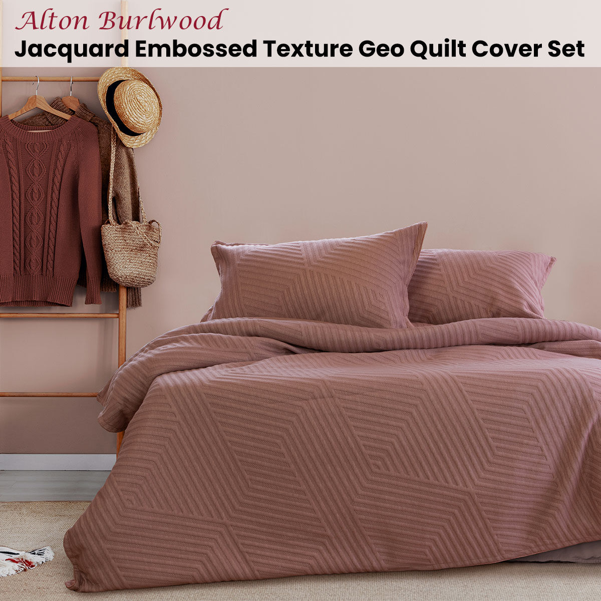 Ardor Alton Burlwood Jacquard Embossed Texture Geo Quilt Cover Set King Price