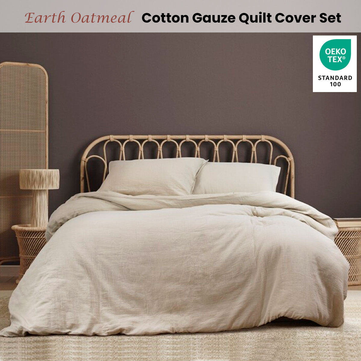 Ardor Earth Oatmeal Cotton Gauze Quilt Cover Set King Price