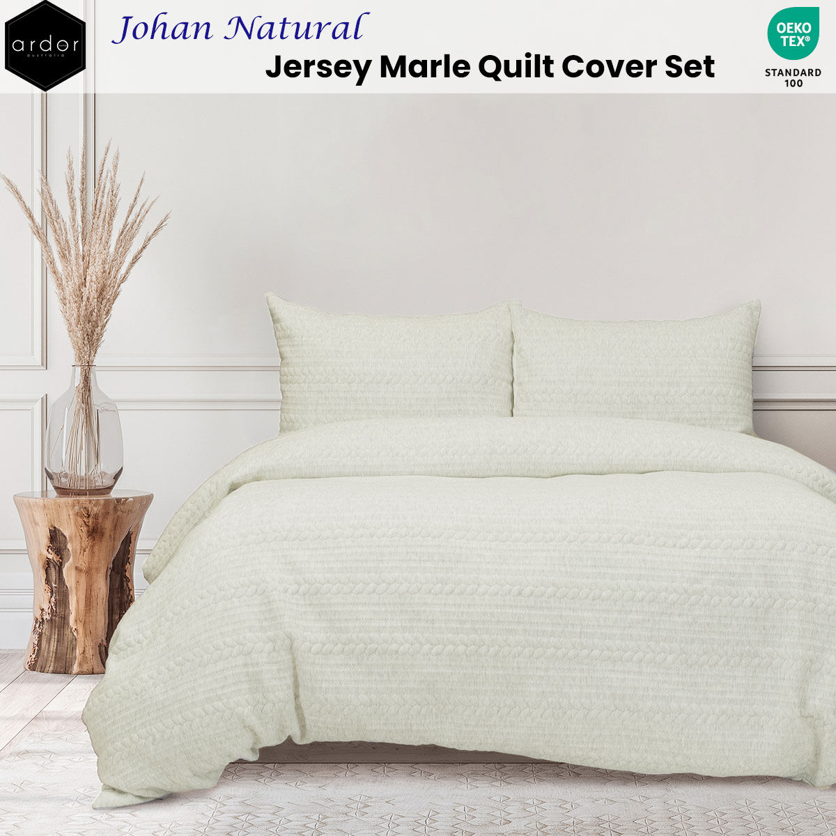 Ardor Johan Natural Jersey Marle Quilt Cover Set Queen Price
