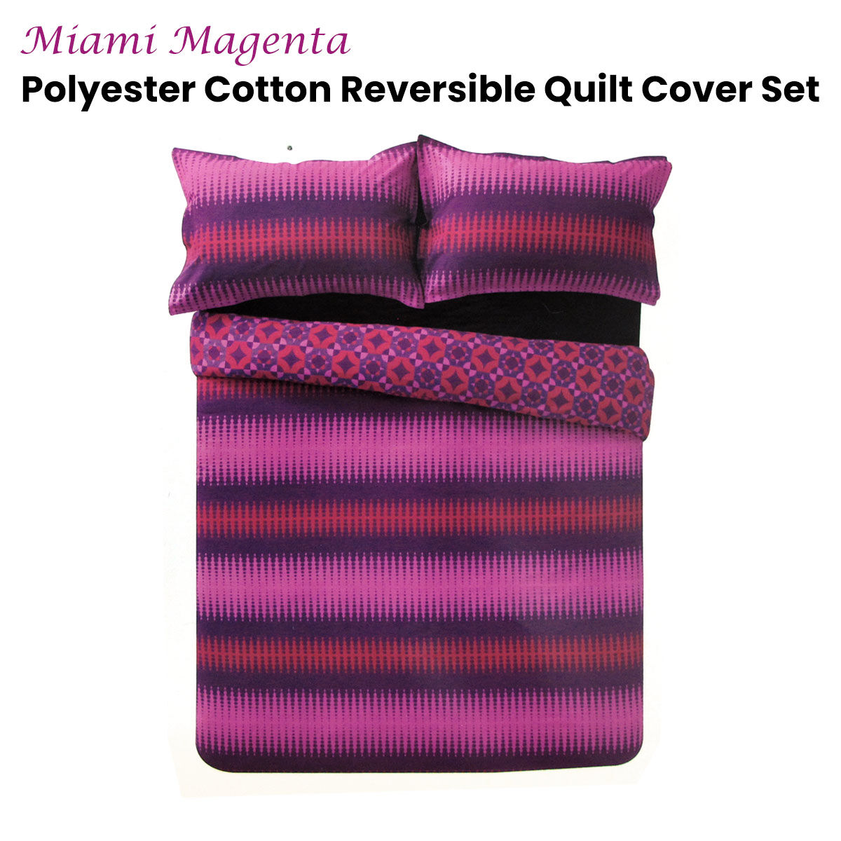 Apartmento Miami Magenta Reversible Polyester Cotton Quilt Cover Set King Price