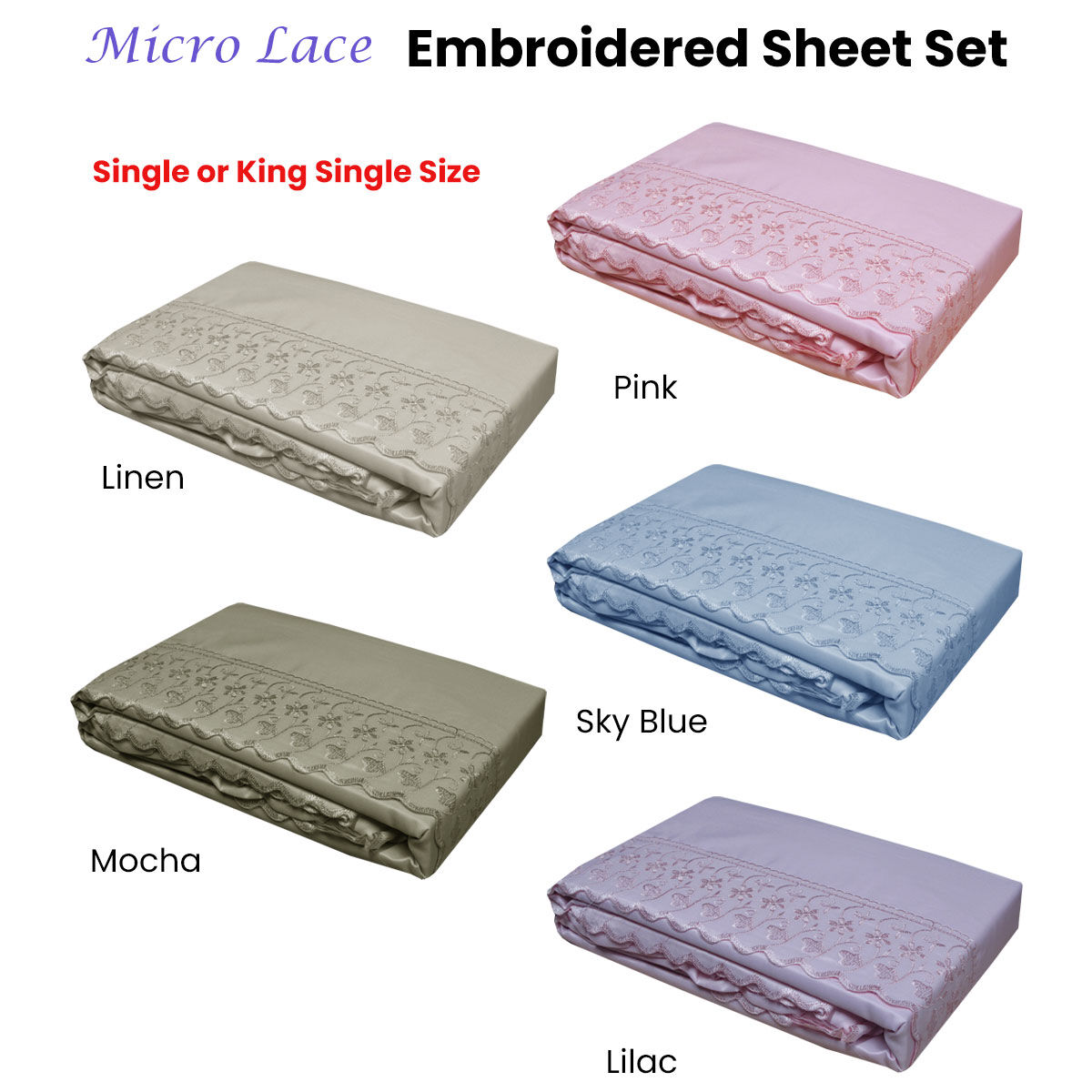 Essentially Home Living Machine Lace Embroidered Sheet Set Single Mocha Price