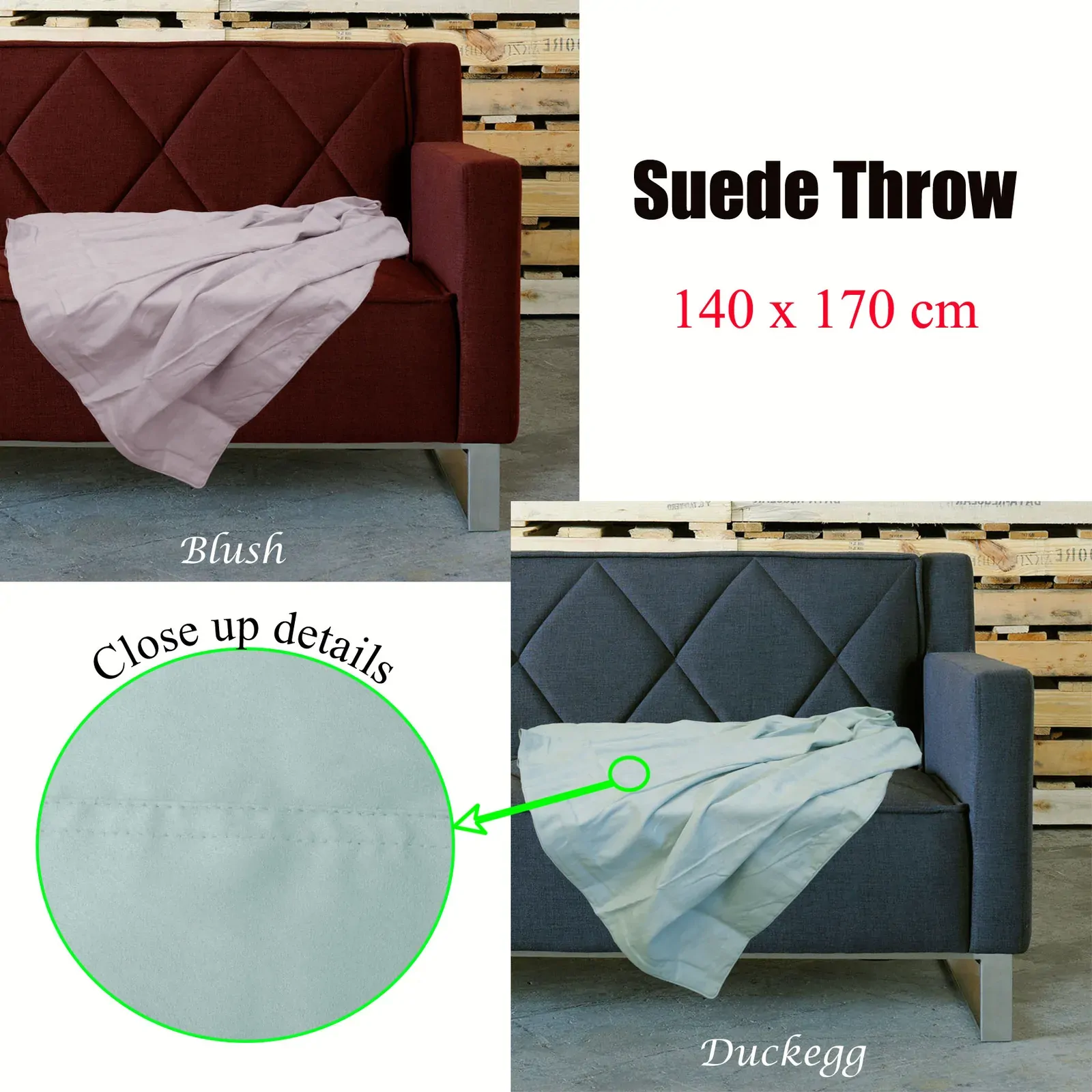 Retro Home Portsea Faux Suede Throw 140x170 cm Duckegg Price