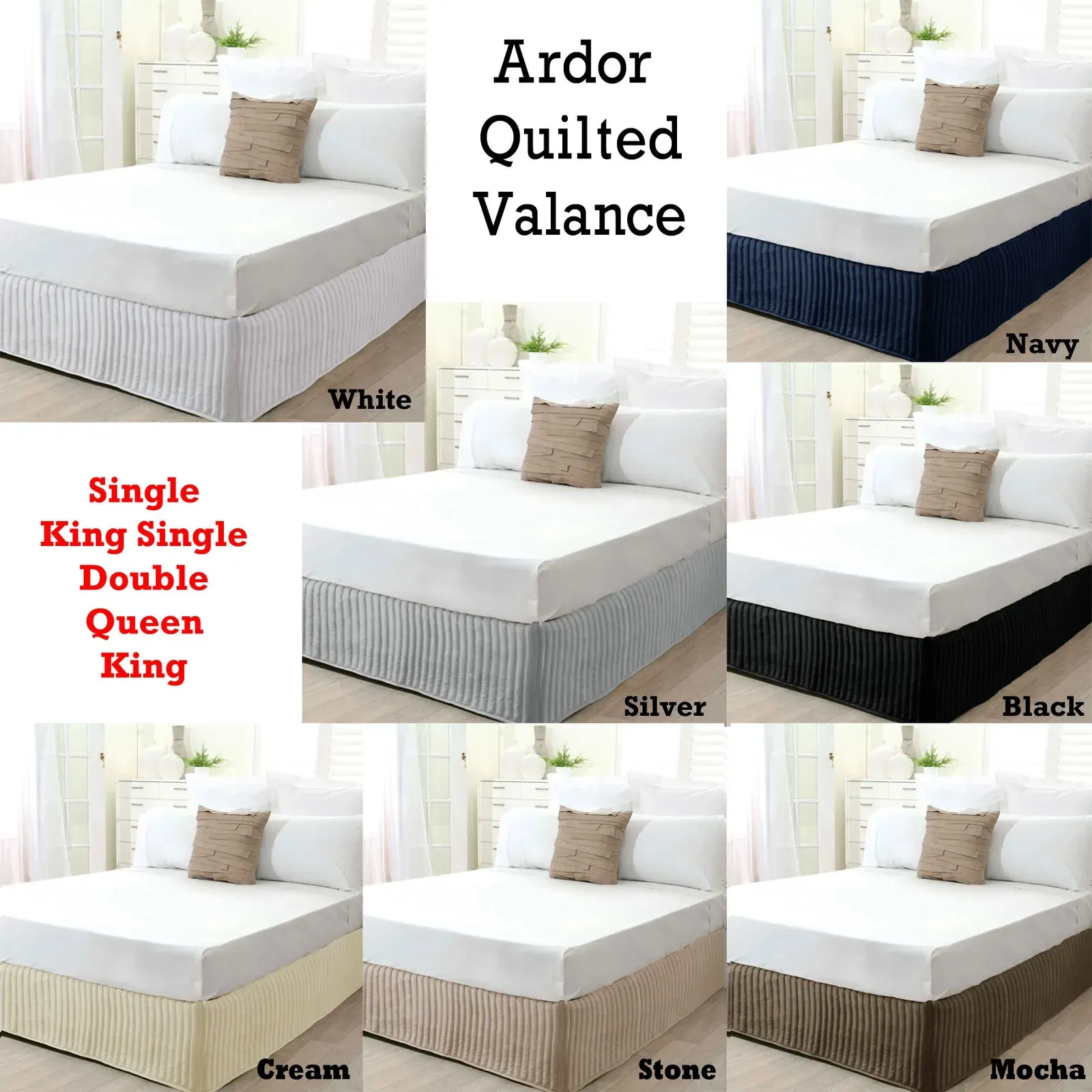 Ardor Quilted Valance White KING Price