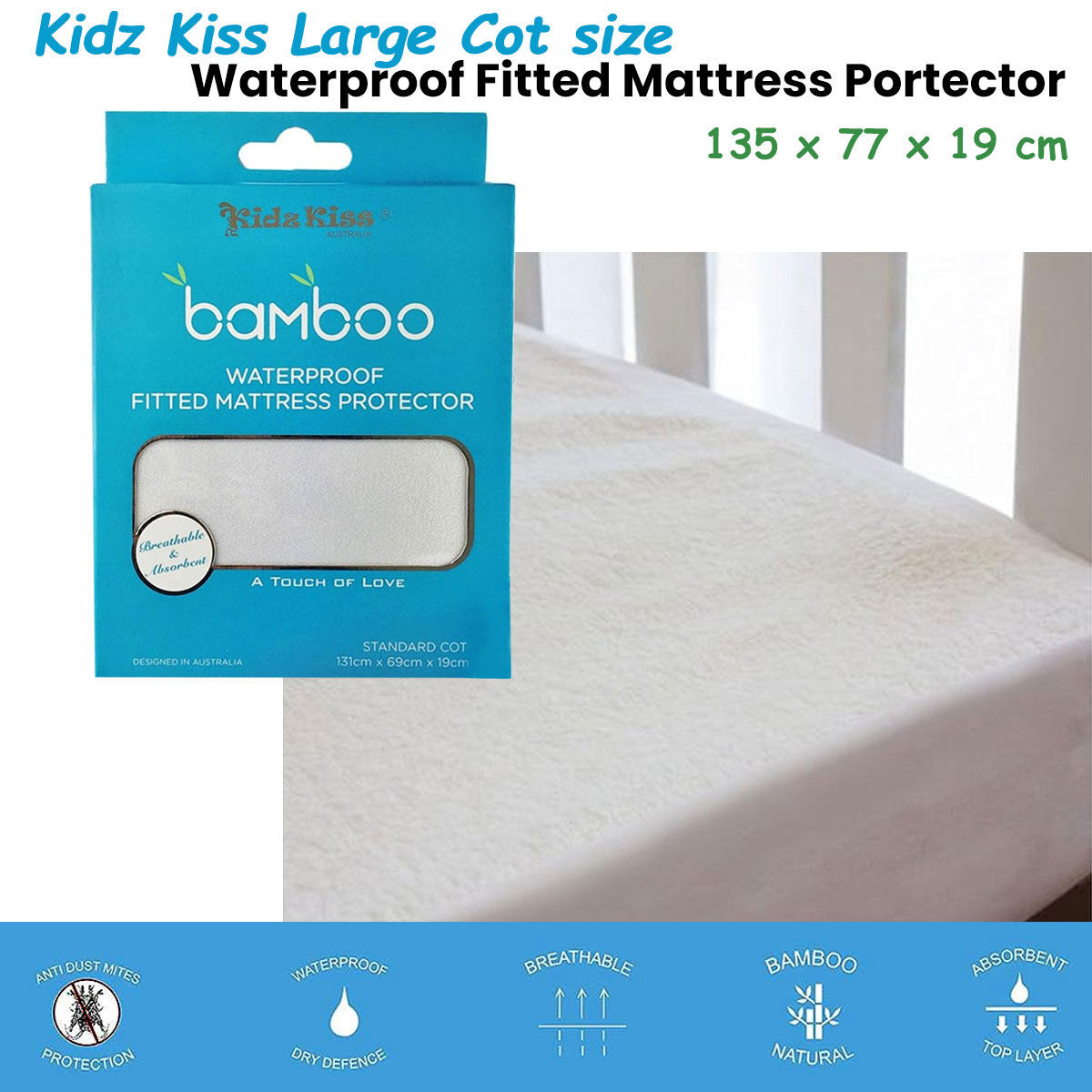 Waterproof Fitted Mattress Protector Large Cot Size 135x77x19cm Price